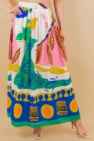 Chloe Printed A-Line Midi Skirt - The Look By Lucy