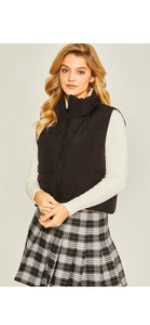 Melanie Reversible Black/ Tan Puffer Vest - The Look By Lucy