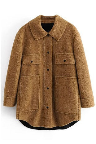 Teddi Brown Sherpa Shacket - The Look By Lucy
