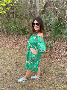 Augusta Green Jungle Block Print All Cotton Dress With Pockets
