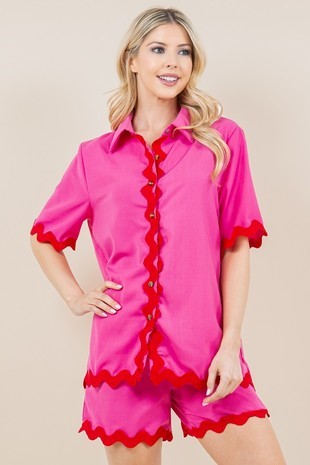 Ava Pink and Red Shirt and Short Set - The Look By Lucy