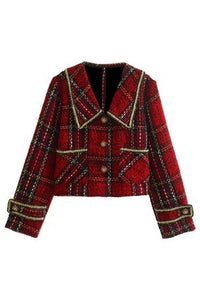 Blair Red Plaid Tweed Blazer - The Look By Lucy