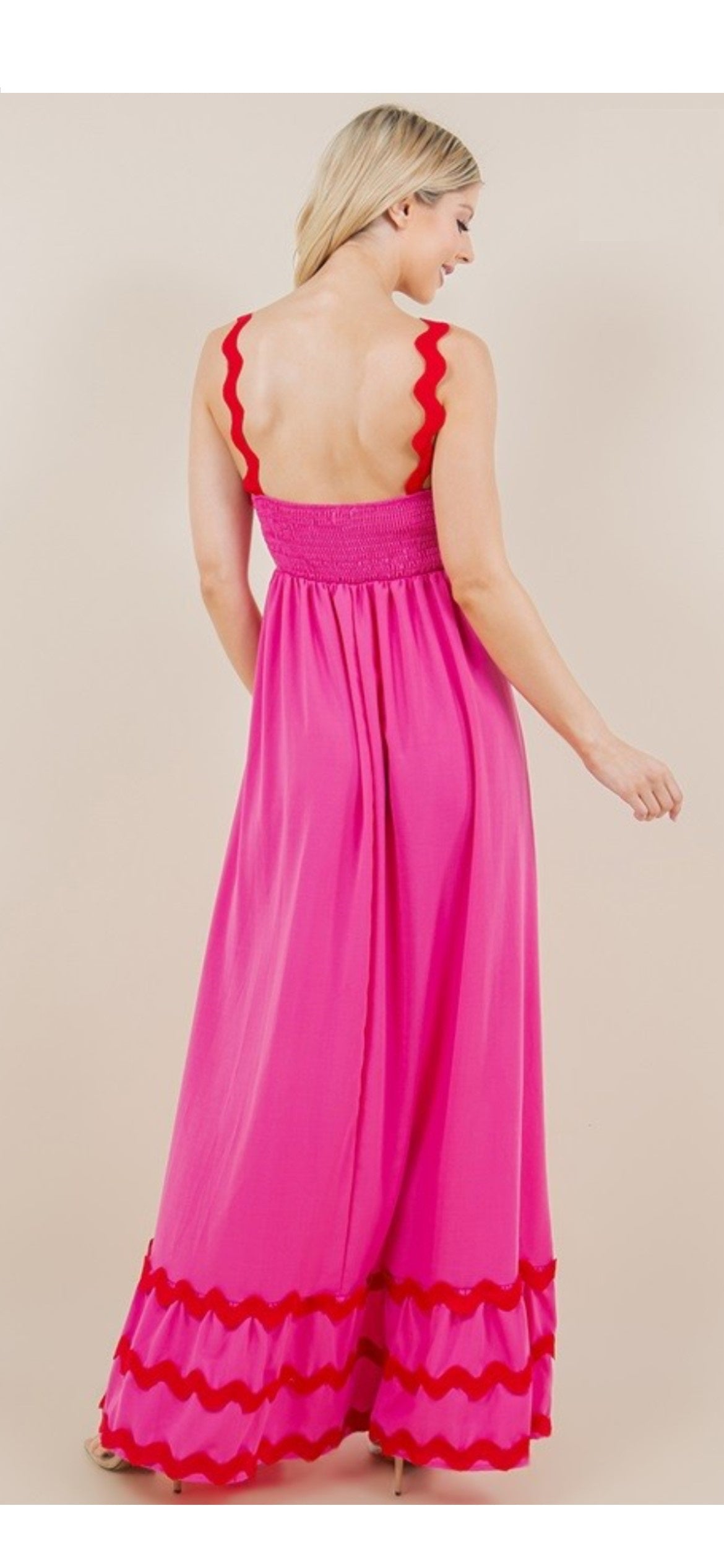 Camila Pink Dress With Red Accents - The Look By Lucy