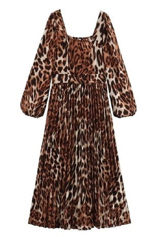 Coco Leopard Print Pleated Dress - The Look By Lucy
