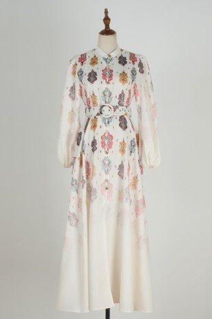 Diana Multi Print Dress With Decorative Buttons - The Look By Lucy