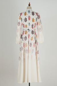 Diana Multi Print Dress With Decorative Buttons - The Look By Lucy