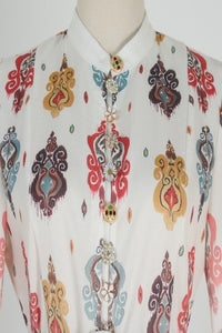 Diana Multi Print Dress With Decorative Buttons - The Look By Lucy