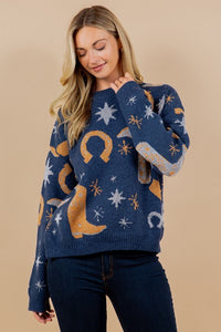Dolly Blue Cowboy Sweater