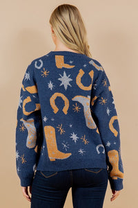 Dolly Blue Cowboy Sweater