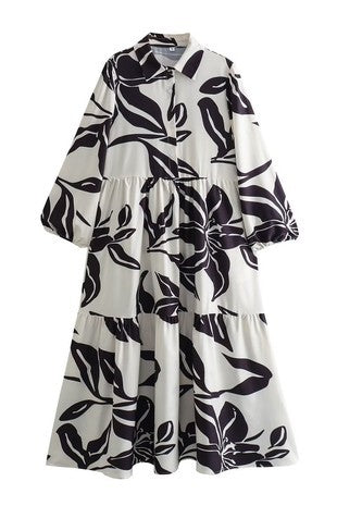 Elizabeth Black and White Floral Print Dress - The Look By Lucy