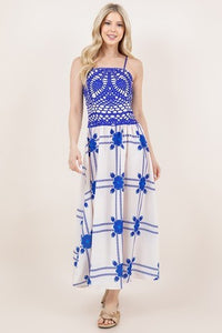 Gloria Blue Lace Print Dress
