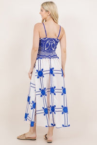 Gloria Blue Lace Print Dress