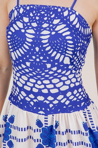 Gloria Blue Lace Print Dress