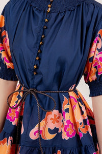 Gracie Navy Floral Print Dress - The Look By Lucy
