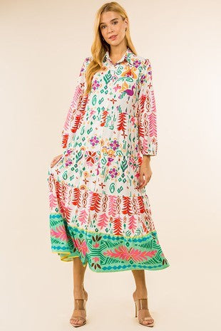 Holly Multi Color Printed Button Down Dress - The Look By Lucy