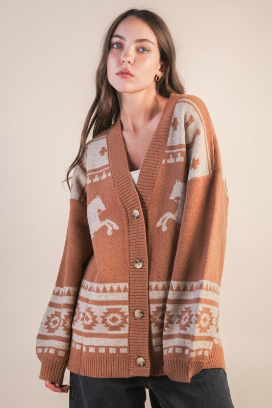 Honey Camel Color Western Cardigan