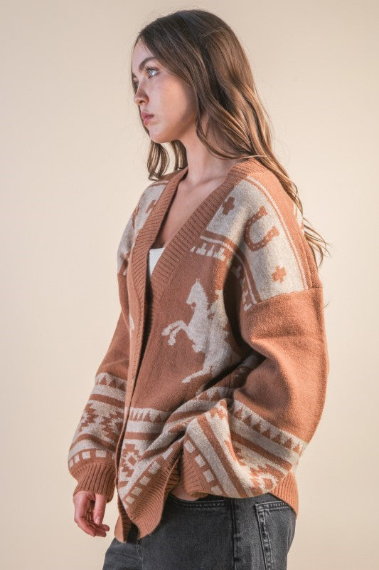 Honey Camel Color Western Cardigan