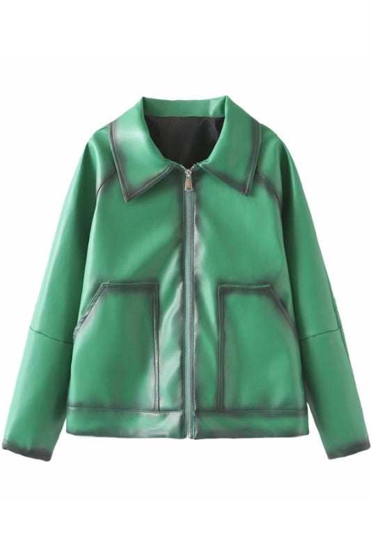 Ivy Green Faux Leather Jacket