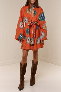 Kennedy Orange Multi Print Shirt Dress