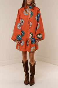 Kennedy Orange Multi Print Shirt Dress
