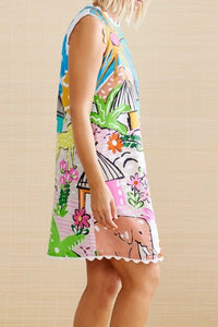 Lilly Multi Print Dress With Lace Hem And Pockets - The Look By Lucy
