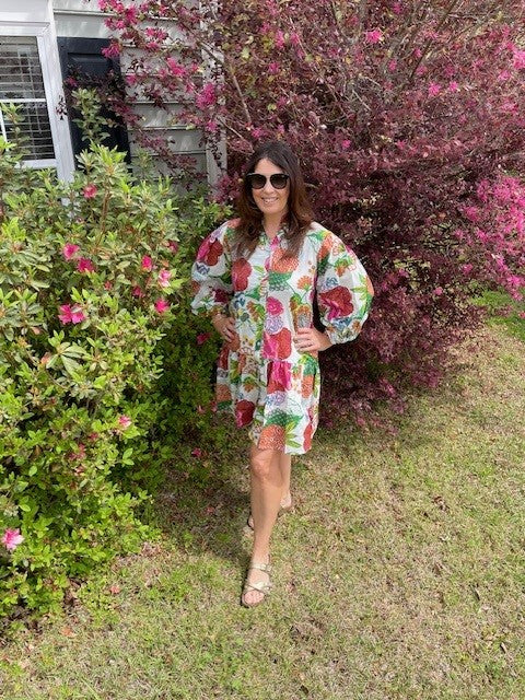 Louie Multi Block Print All Cotton Dress With Pockets - The Look By Lucy