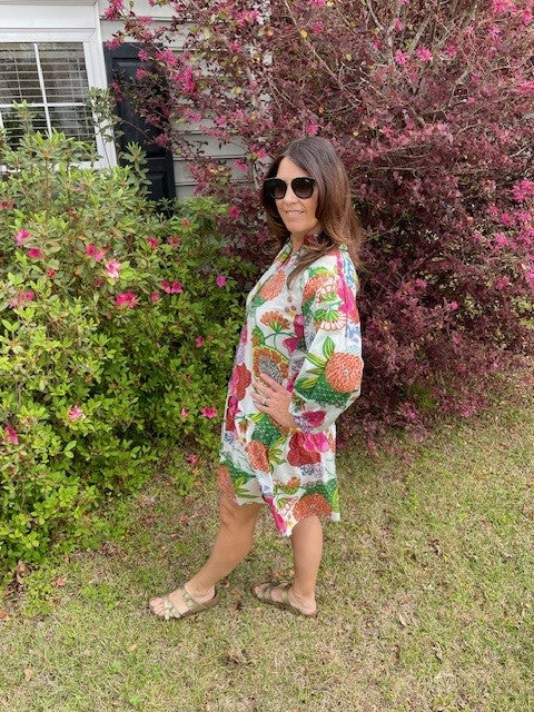 Louie Multi Block Print All Cotton Dress With Pockets