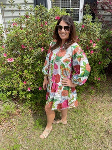 Louie Multi Block Print All Cotton Dress With Pockets
