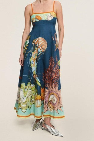 Marina Sea Life Dress With Pockets