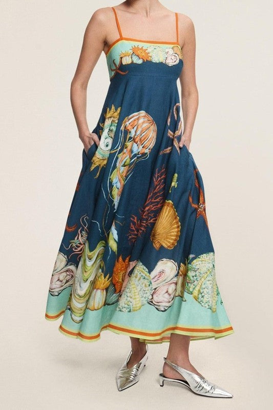 Marina Sea Life Dress With Pockets