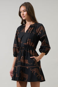 Marlowe Black Tiger/Leopard Dress With Pockets