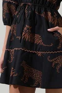 Marlowe Black Tiger/Leopard Dress With Pockets