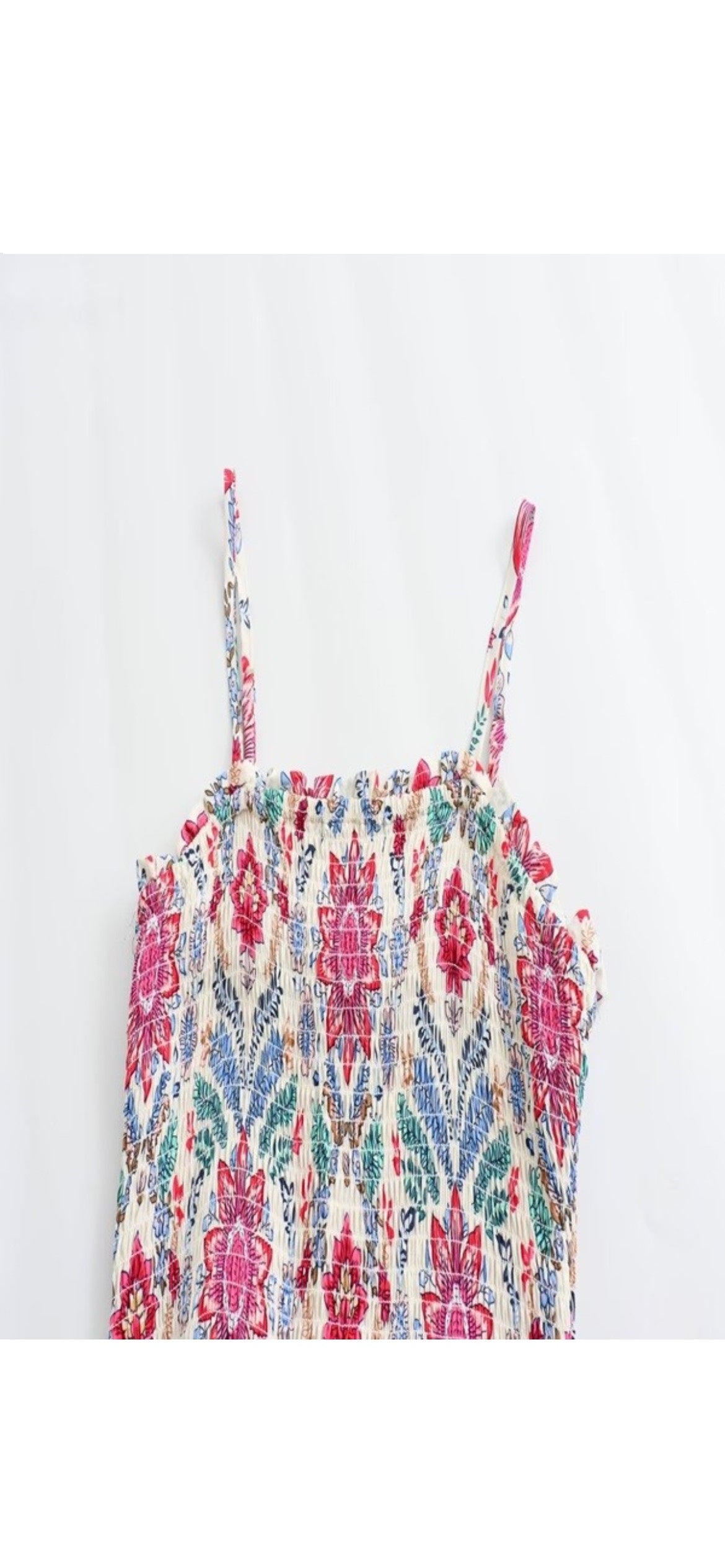 Maxie Multi Color Floral Print A-Line Smocked Strap Dress - The Look By Lucy