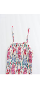 Maxie Multi Color Floral Print A-Line Smocked Strap Dress - The Look By Lucy