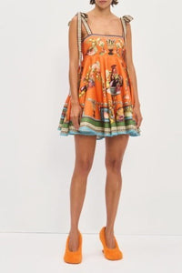 Naomi Orange Printed Dress