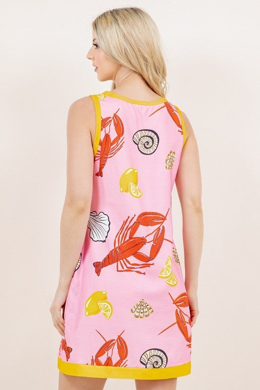 Your My  Lobster Pink A- Line Dress With Pockets