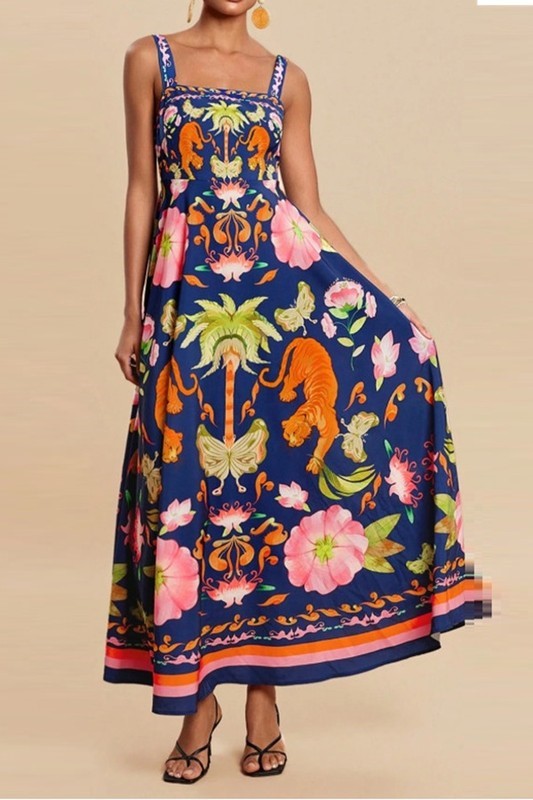 Sloan Navy Tiger Print Dress