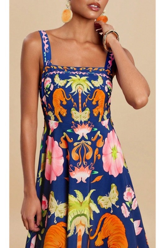 Sloan Navy Tiger Print Dress