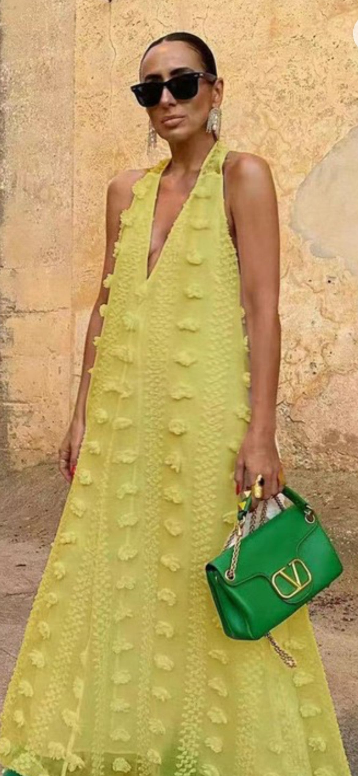 Sofia Yellow Ruffled Sleeveless Maxi Dress