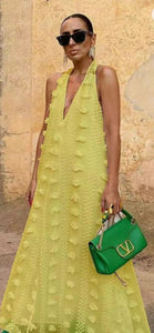Sofia Yellow Ruffled Sleeveless Maxi Dress