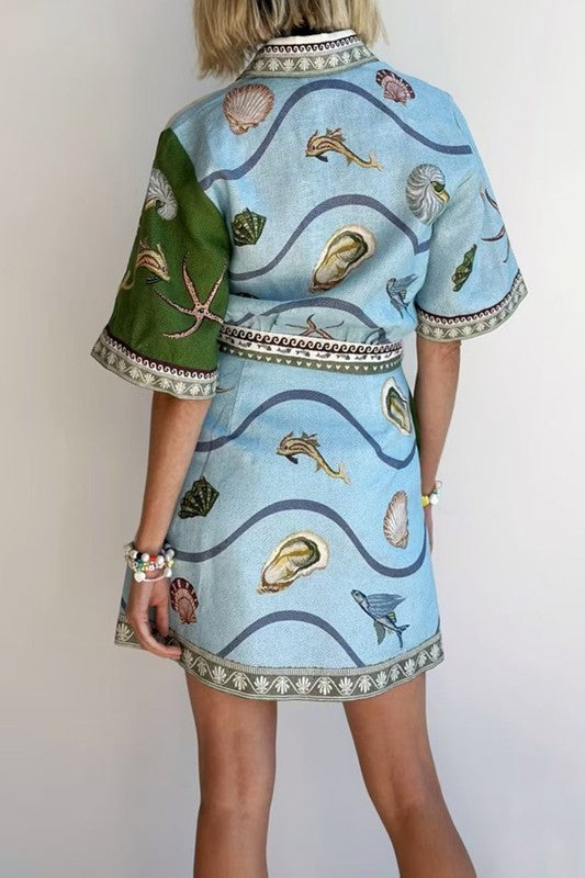 PRE ORDER~ Sullivan Blue and Green Sea Dress~ EST Ship date April 26th