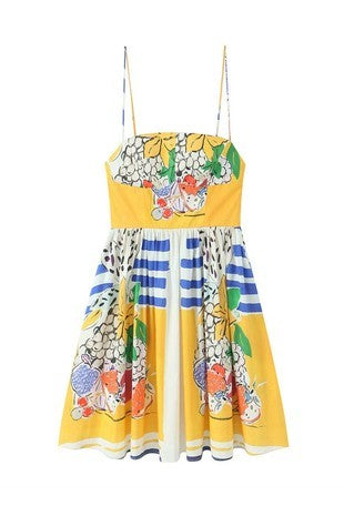 Sunny Yellow Fruit Dress