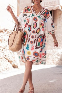 Susie White Multi Print Dress - The Look By Lucy