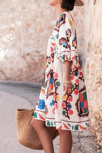 Susie White Multi Print Dress - The Look By Lucy