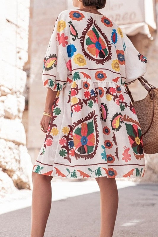 Susie White Multi Print Dress - The Look By Lucy