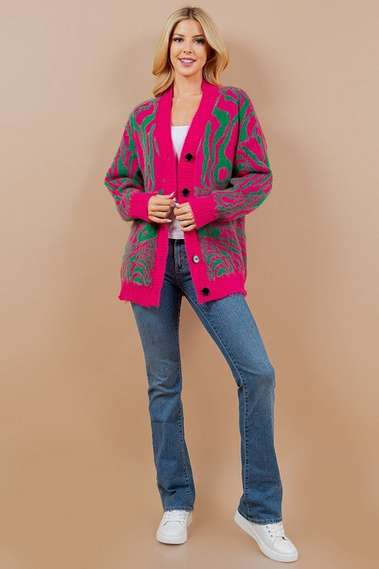 Wicked Pink and Green Cardigan