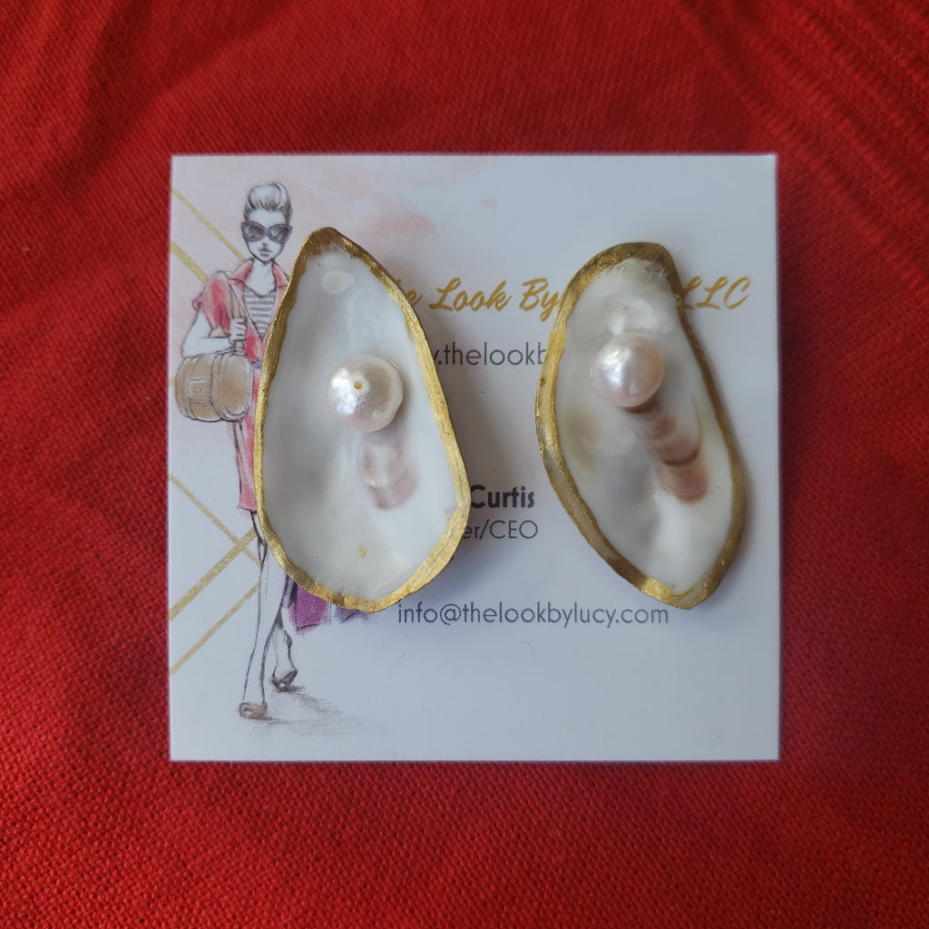 Pearl Oyster Earrings - The Look By Lucy