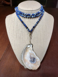 Blue and White Oyster Necklace - The Look By Lucy