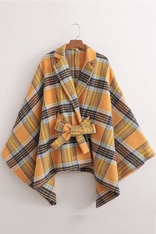Paula Yellow Plaid Cape - The Look By Lucy